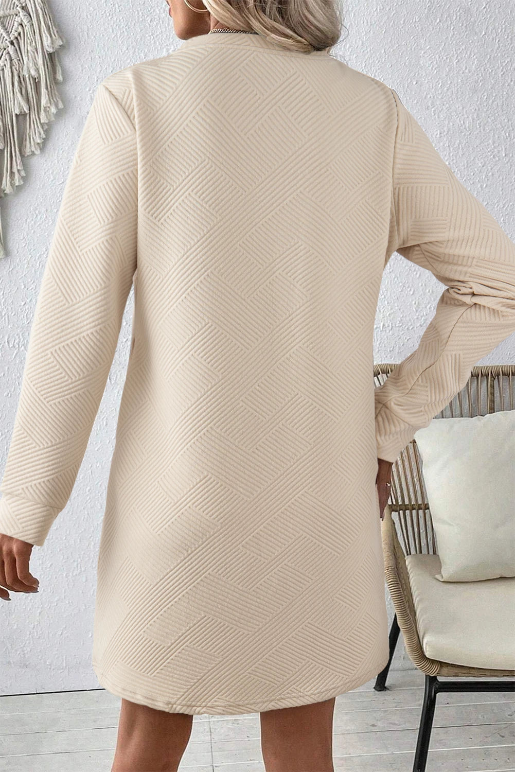 Textured Long Sleeve Dress