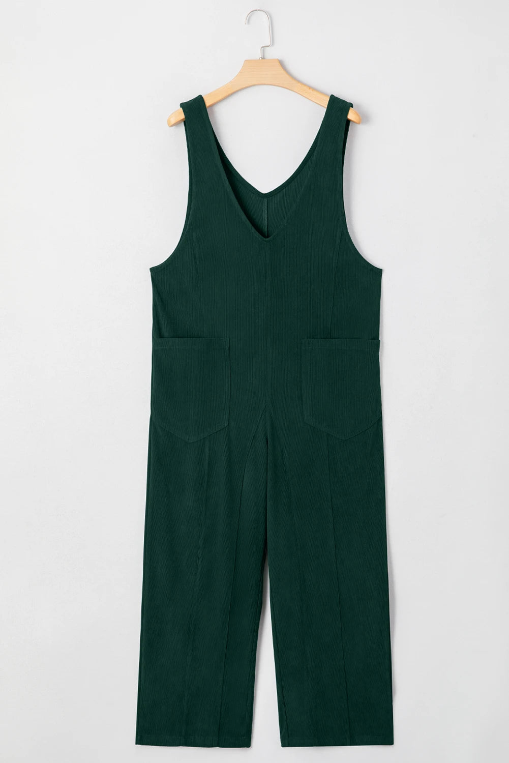 Corduroy V-Neck Sleeveless Jumpsuit