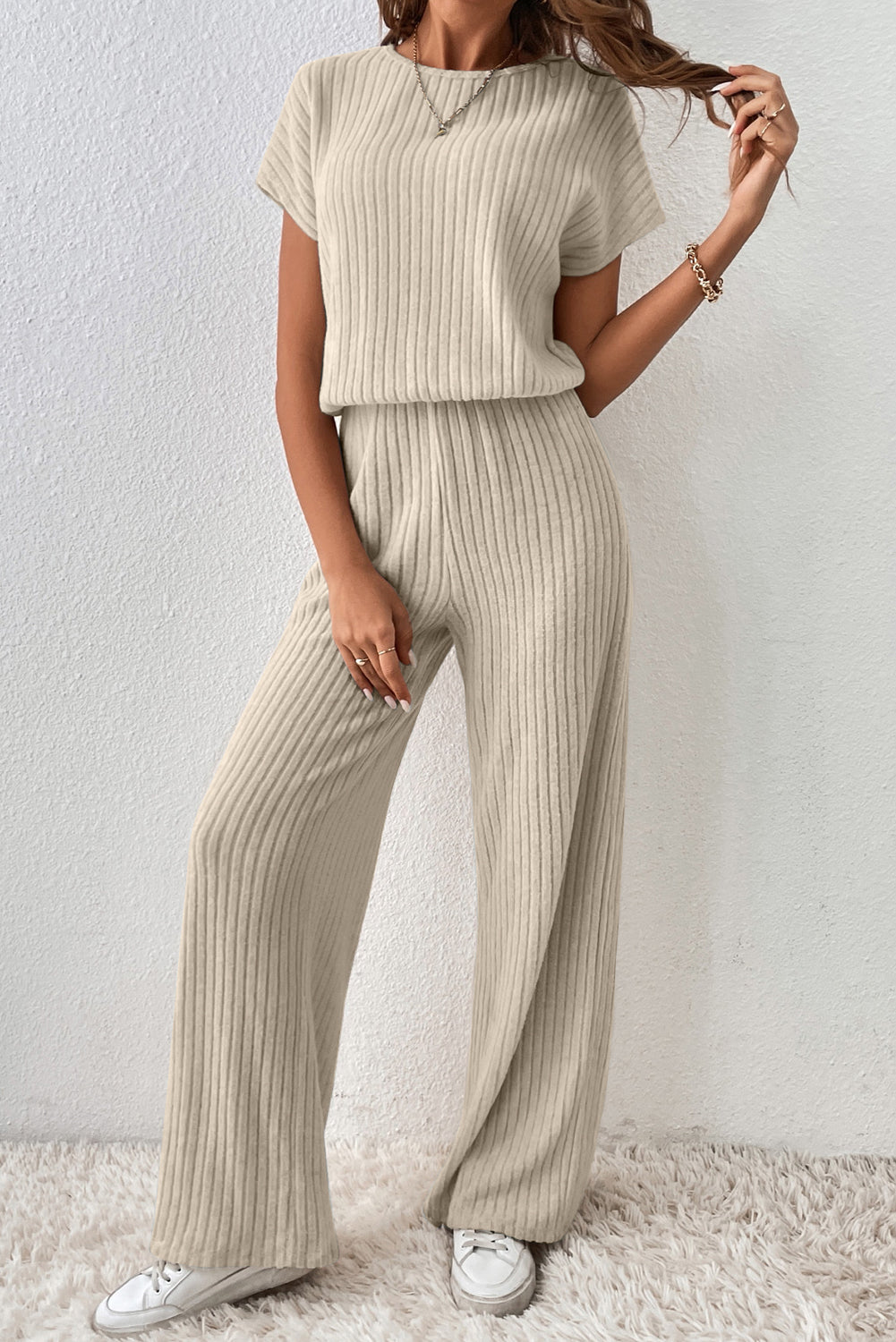 Ribbed Wide Leg Jumpsuit