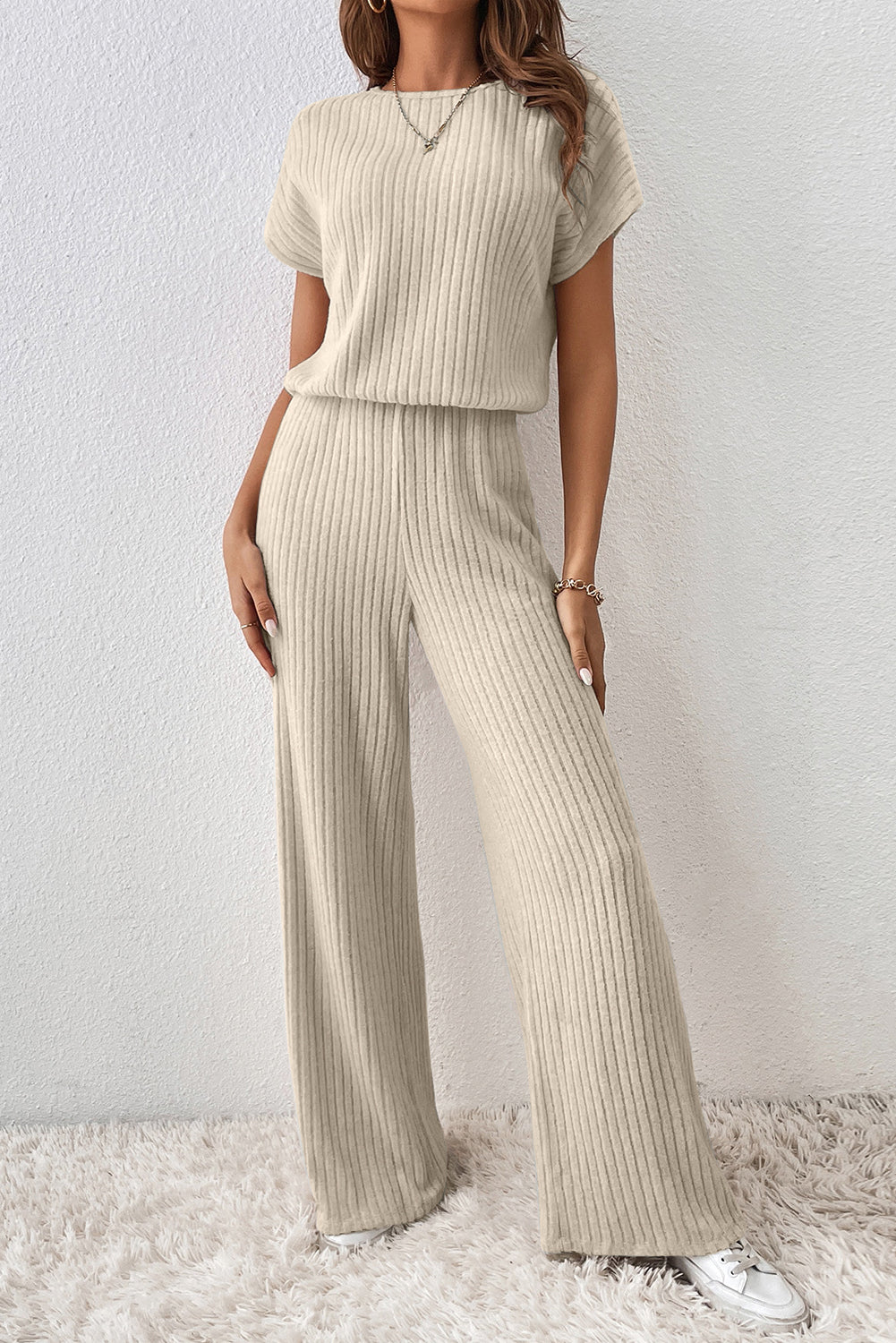 Ribbed Wide Leg Jumpsuit