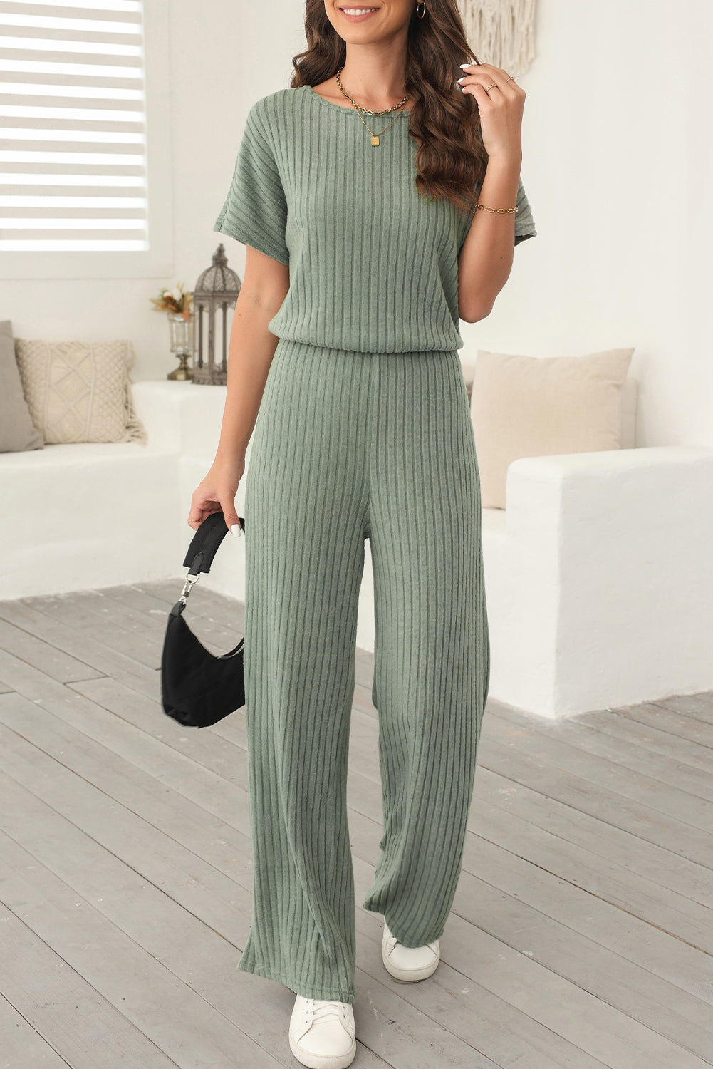 Ribbed Wide Leg Jumpsuit