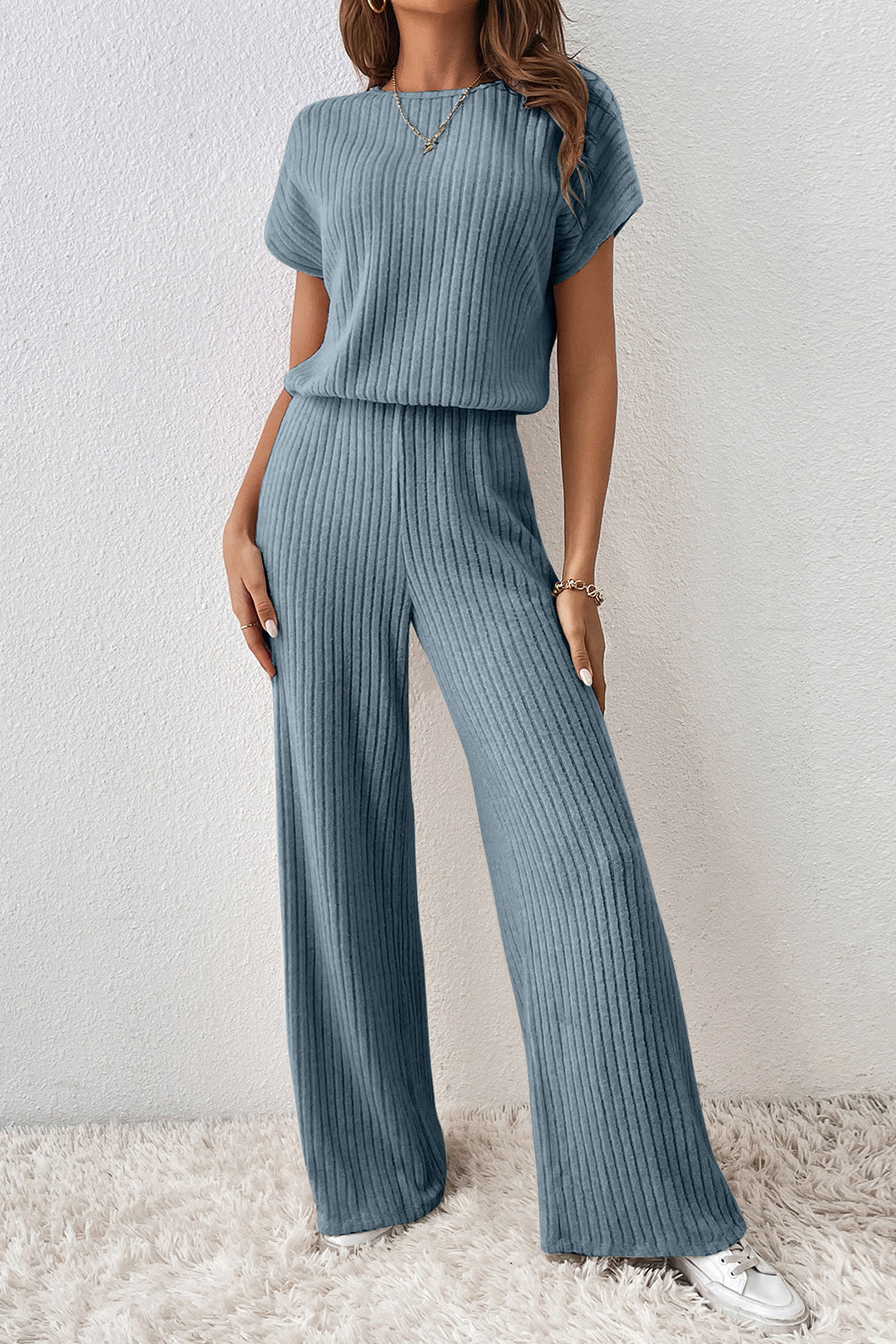 Ribbed Wide Leg Jumpsuit