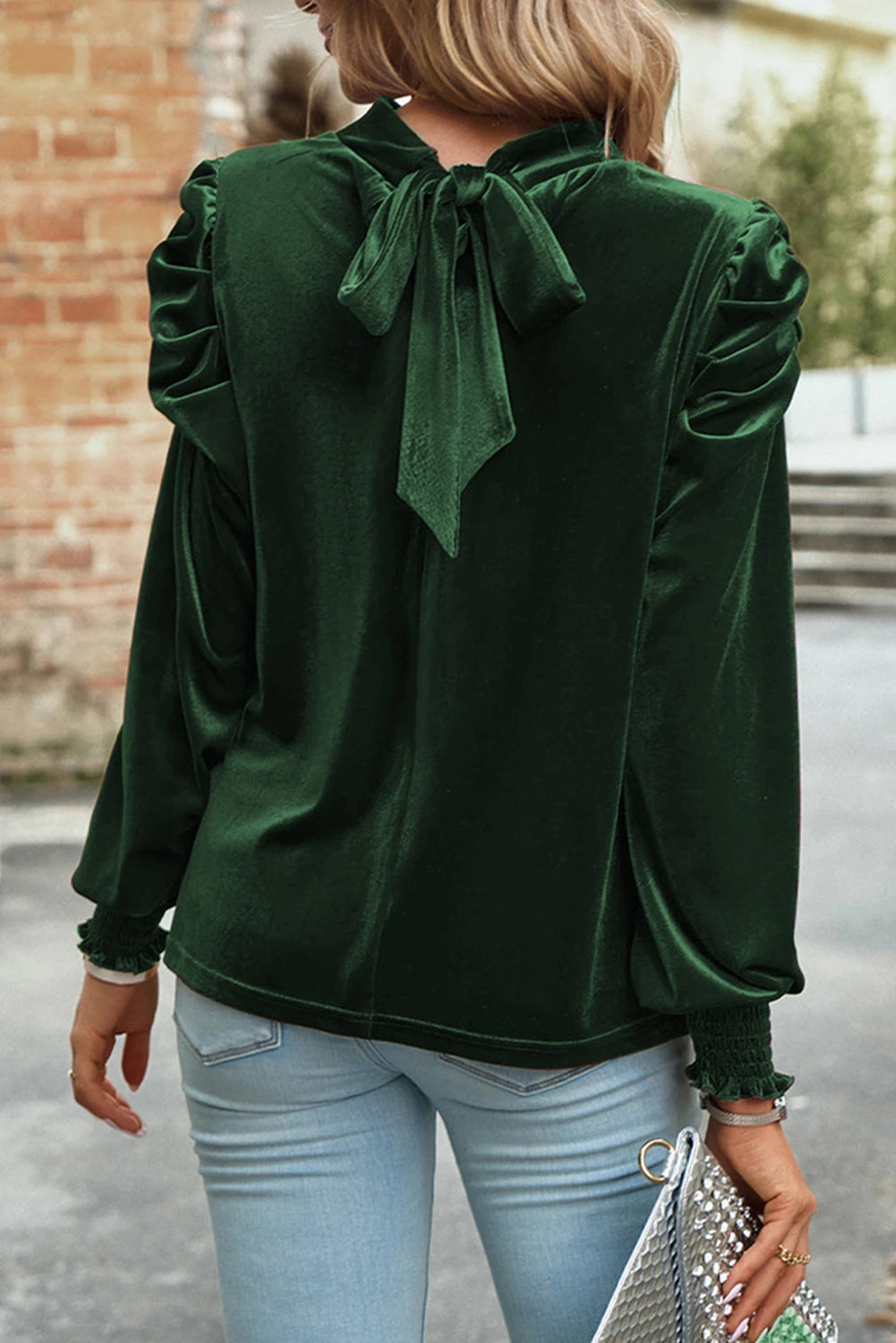 Green Mock Velvet Top